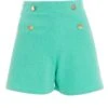 Mint Button Tailored Shorts -Claasyoo Shop 00100038476 ZM