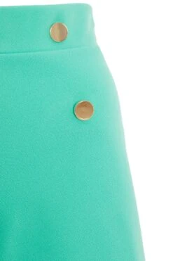 Mint Button Tailored Shorts -Claasyoo Shop 00100038476 ZS