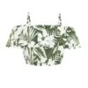 Khaki Floral Bardot Crop Top -Claasyoo Shop 00100038521 ZM