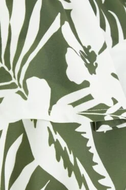 Khaki Floral Bardot Crop Top -Claasyoo Shop 00100038521 ZS