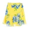 Yellow Floral Wrap Mini Skirt