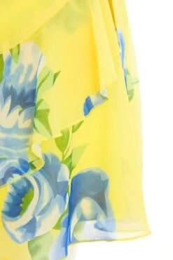 Yellow Floral Wrap Mini Skirt -Claasyoo Shop 00100038548 ZS