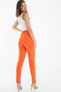 Orange Tapered Trousers -Claasyoo Shop 00100038570 XB