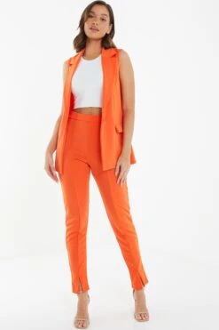 Orange Tapered Trousers -Claasyoo Shop 00100038570 XS
