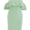 Curve Sage Frill Midi Dress -Claasyoo Shop 00100038579 ZM