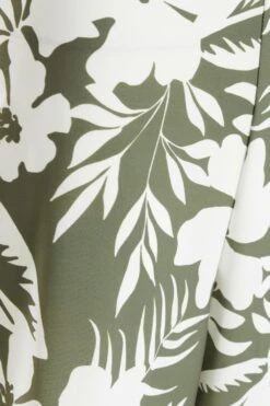 Khaki Tropical Print Culotte Jumpsuit -Claasyoo Shop 00100038589 ZS