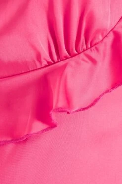 Pink Satin Frill Slip Midi Dress 13 Pink Satin Frill Slip Midi Dress -Claasyoo Shop 00100038602 ZS