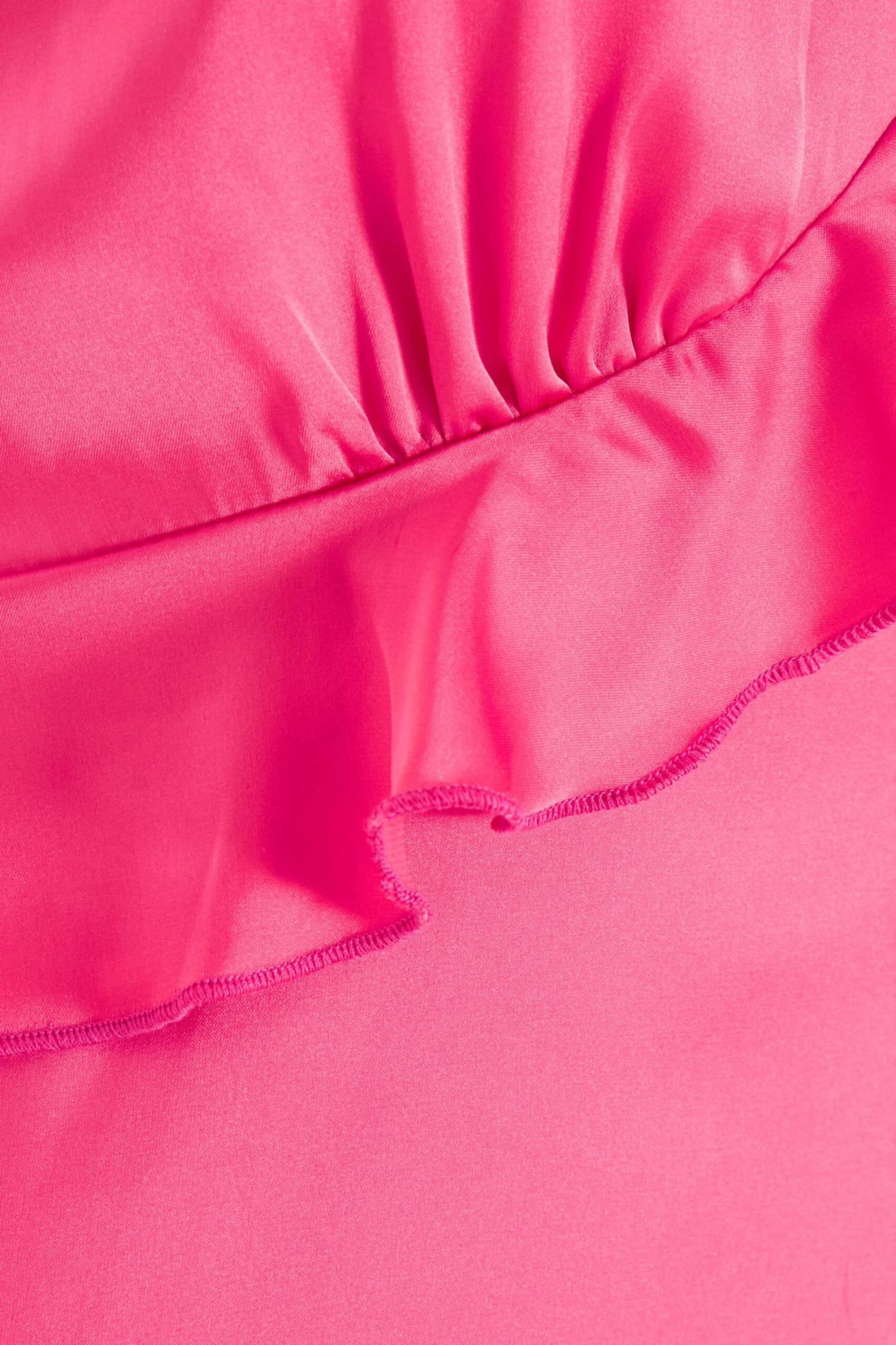 Pink Satin Frill Slip Midi Dress 8 Pink Satin Frill Slip Midi Dress - Image 6