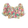 Multicoloured Floral Tie Back Crop Top -Claasyoo Shop 00100038613 ZM