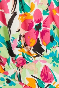 Multicoloured Floral Tie Back Crop Top -Claasyoo Shop 00100038613 ZS