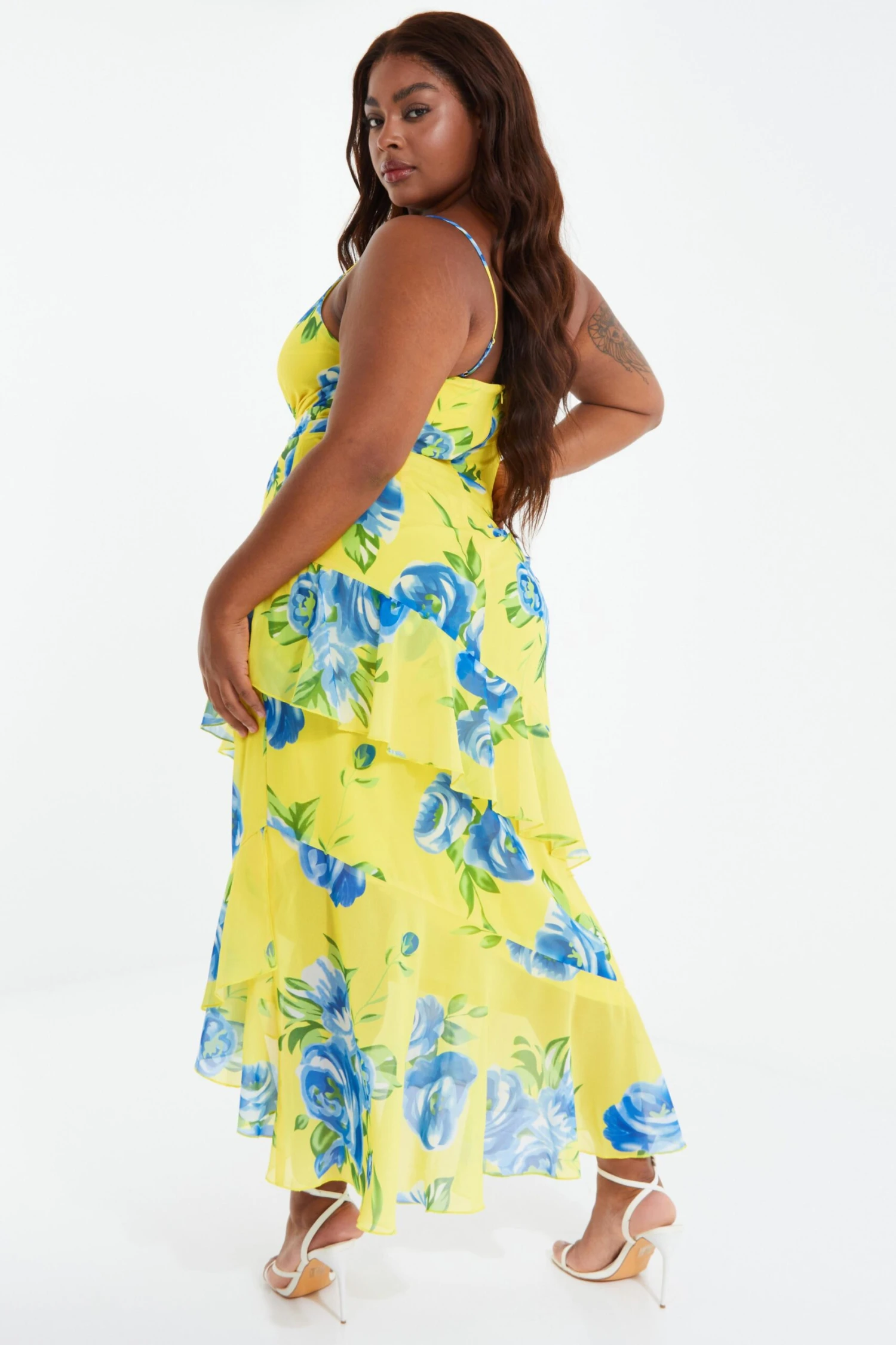 Curve Yellow Floral Midaxi Dress 5 Curve Yellow Floral Midaxi Dress - Image 3