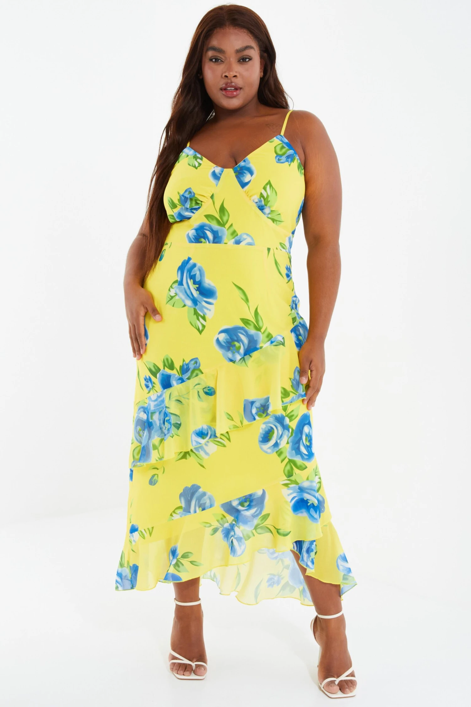 Curve Yellow Floral Midaxi Dress 4 Curve Yellow Floral Midaxi Dress - Image 2