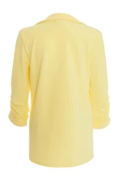 Yellow Ruched Sleeve Blazer -Claasyoo Shop 00100038678 ZB
