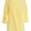 Yellow Ruched Sleeve Blazer -Claasyoo Shop 00100038678 ZM