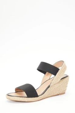 Black Low Wedge Sandals -Claasyoo Shop 00100038689 XB