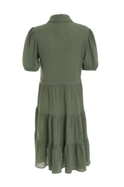 Khaki Wrap Mini Shirt Dress -Claasyoo Shop 00100038763 ZB
