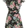 Black Chiffon Floral Print Skater Dress -Claasyoo Shop 00100038767 ZM