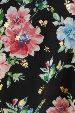 Black Chiffon Floral Print Skater Dress -Claasyoo Shop 00100038767 ZS