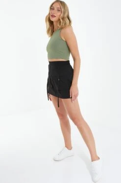 Black Cargo Mini Skirt -Claasyoo Shop 00100038777 XS
