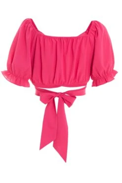 Pink Ruched Crop Top -Claasyoo Shop 00100038791 ZB