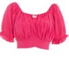 Pink Ruched Crop Top 1 Pink Ruched Crop Top -Claasyoo Shop 00100038791 ZM