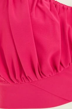 Pink Ruched Crop Top -Claasyoo Shop 00100038791 ZS