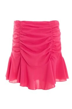 Pink Ruched Mini Skirt -Claasyoo Shop 00100038792 ZB