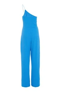 Blue One Shoulder Palazzo Jumpsuit -Claasyoo Shop 00100038851 ZB