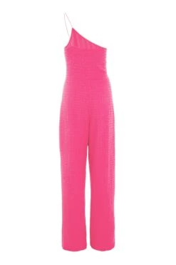 Pink One Shoulder Palazzo Jumpsuit -Claasyoo Shop 00100038852 ZB