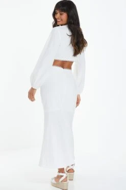 White Textured Midi Skirt 10 White Textured Midi Skirt -Claasyoo Shop 00100038876 XB