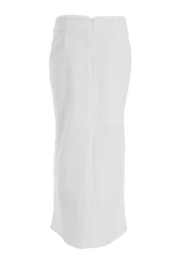 White Textured Midi Skirt 12 White Textured Midi Skirt -Claasyoo Shop 00100038876 ZB