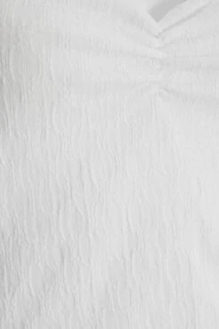 White Textured Frill Midi Dress -Claasyoo Shop 00100038881 ZS