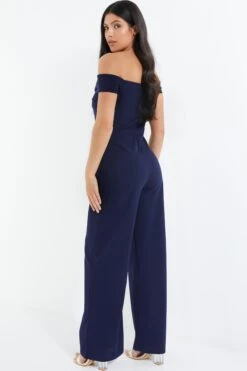 Navy Bardot Palazzo Jumpsuit -Claasyoo Shop 00100038884 XB