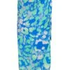 Blue Leopard Print Satin Wrap Midi Skirt