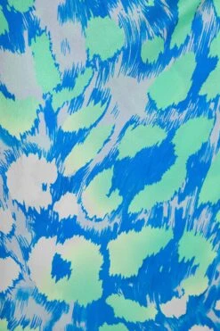 Blue Leopard Print Satin Wrap Midi Skirt -Claasyoo Shop 00100038903 ZS