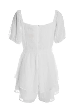 White Chiffon Tie Front Playsuit -Claasyoo Shop 00100038930 ZB
