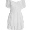 White Chiffon Tie Front Playsuit -Claasyoo Shop 00100038930 ZM