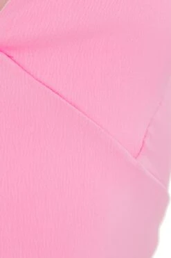 Pink Satin Tie Back Crop Top -Claasyoo Shop 00100038931 ZS