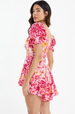Pink Brush Stroke Playsuit -Claasyoo Shop 00100038961 XB