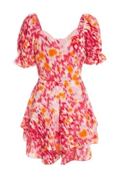 Pink Brush Stroke Playsuit -Claasyoo Shop 00100038961 ZB
