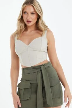 Khaki Cargo Mini Skirt 9 Khaki Cargo Mini Skirt -Claasyoo Shop 00100038977 XM