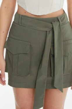 Khaki Cargo Mini Skirt 13 Khaki Cargo Mini Skirt -Claasyoo Shop 00100038977 ZS