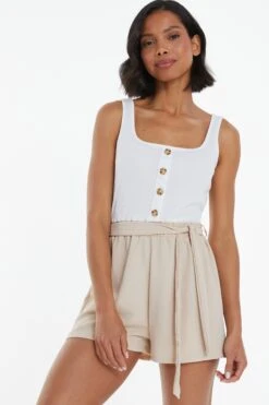 Cream Button Front Playsuit 9 Cream Button Front Playsuit -Claasyoo Shop 00100038994 XM