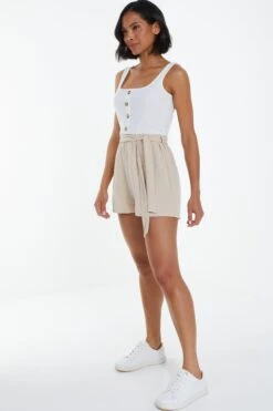 Cream Button Front Playsuit 11 Cream Button Front Playsuit -Claasyoo Shop 00100038994 XS