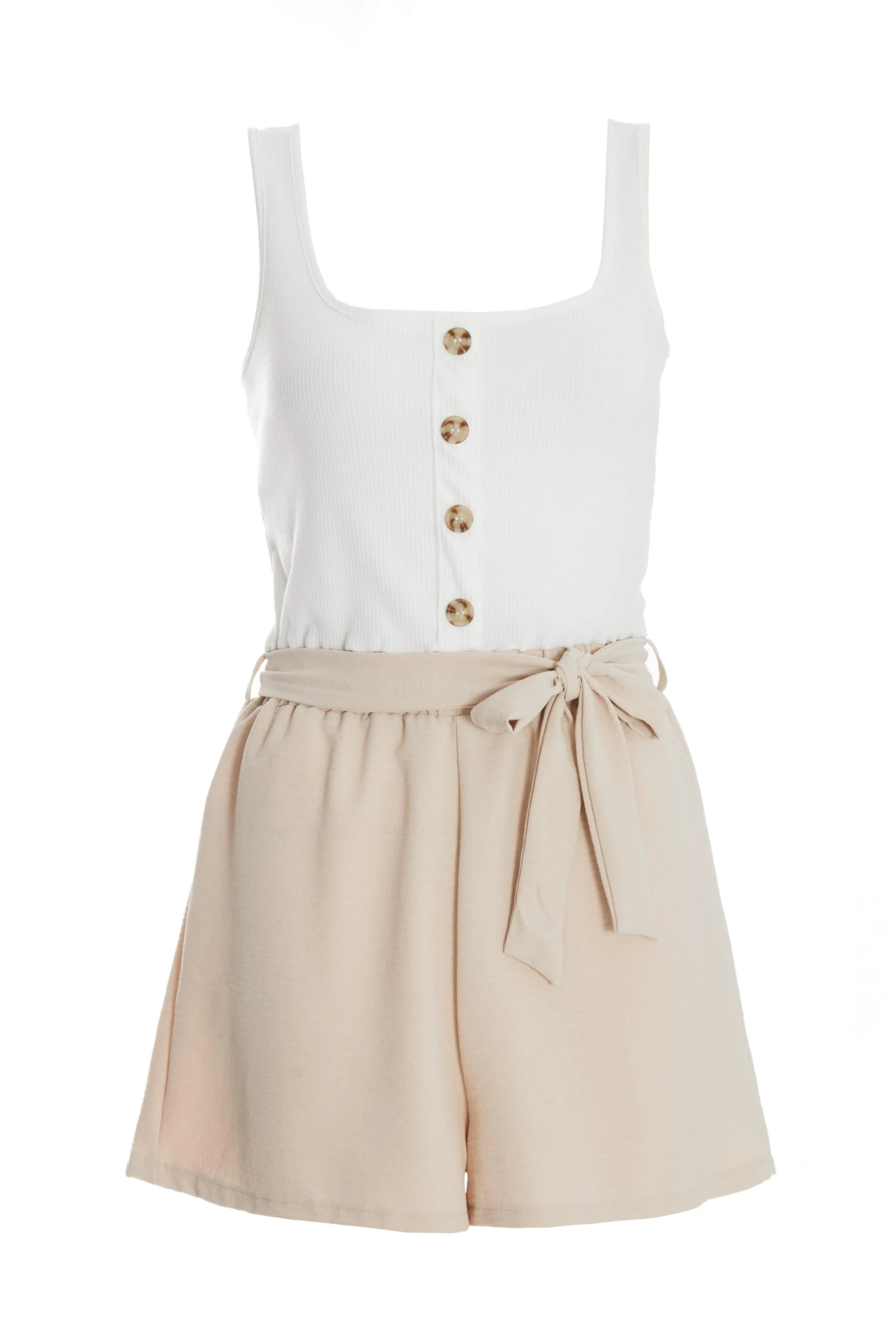 Cream Button Front Playsuit 3 Cream Button Front Playsuit
