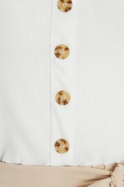 Cream Button Front Playsuit 13 Cream Button Front Playsuit -Claasyoo Shop 00100038994 ZS