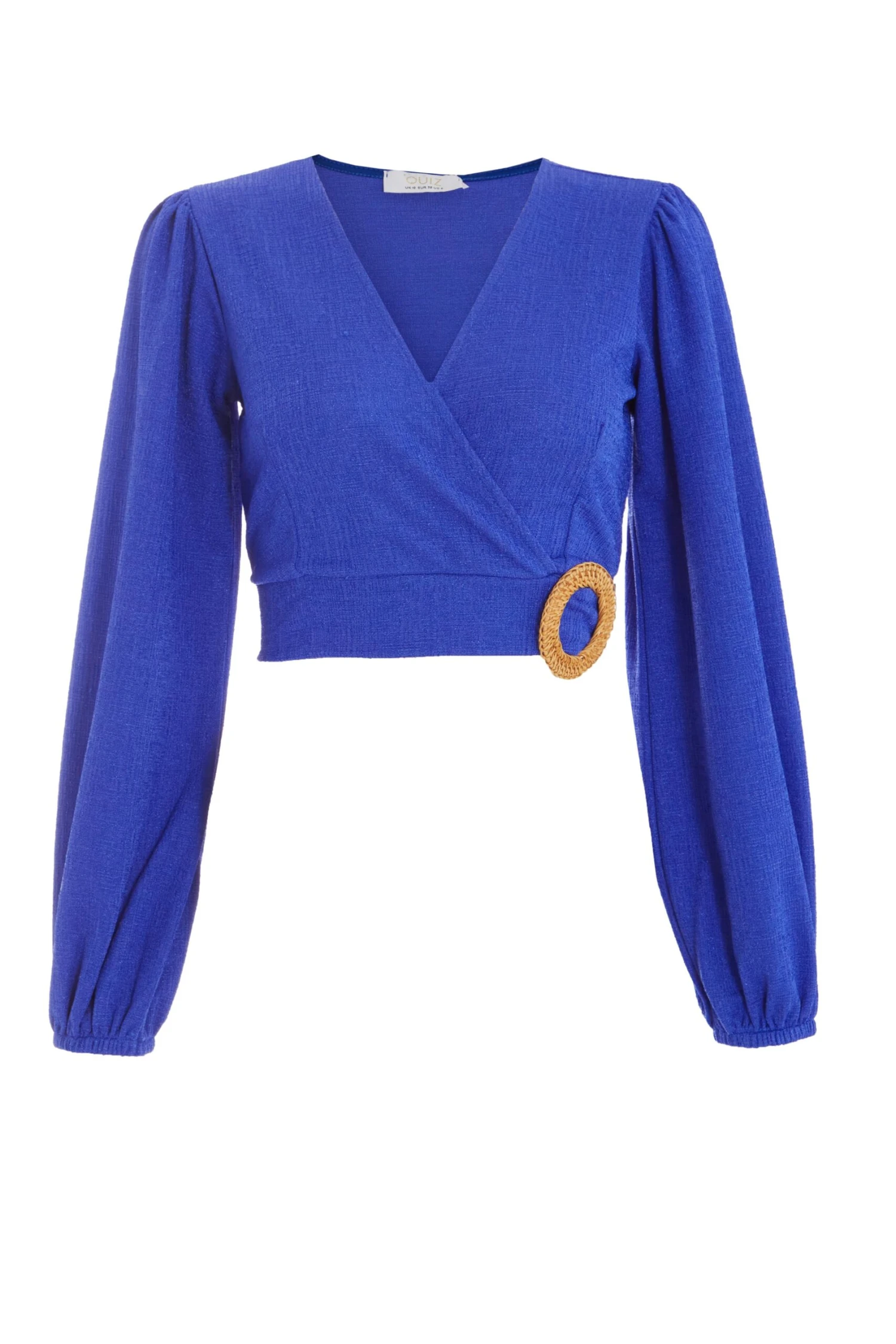 Blue Wrap Long Sleeve Crop Top 3 Blue Wrap Long Sleeve Crop Top