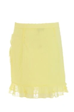 Yellow Chiffon Dobby Frill Mini Skirt -Claasyoo Shop 00100039046 ZB