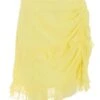 Yellow Chiffon Dobby Frill Mini Skirt -Claasyoo Shop 00100039046 ZM