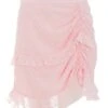 Pink Chiffon Dobby Frill Mini Skirt -Claasyoo Shop 00100039047 ZM